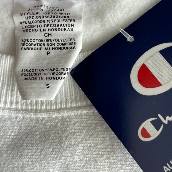 Champion Gold Logo Crewneck Sweatshirt | White Pullover | NWT Size S - Picture 6 of 7